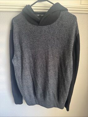 Men's Hooded Two-Tone Cashmere Hoodie - Gray/Black